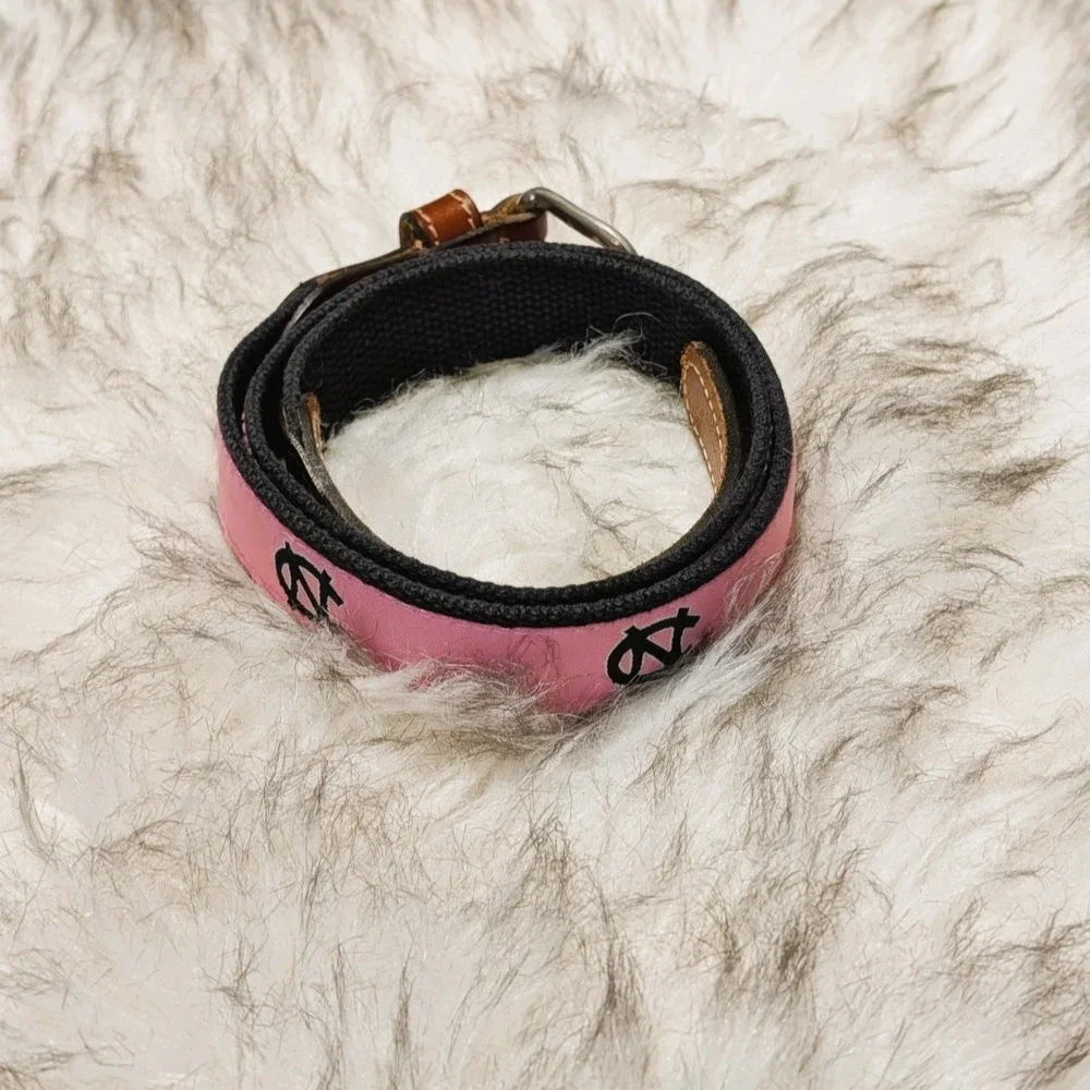 UNC Womens Carolina Pink Moonshine Leather & Fabric Belt 34